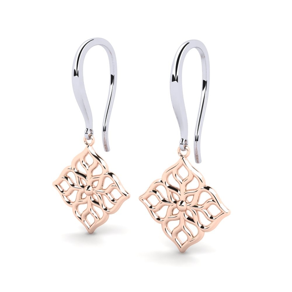 9k Oro Blanco / Rosa Pendientes Canorting