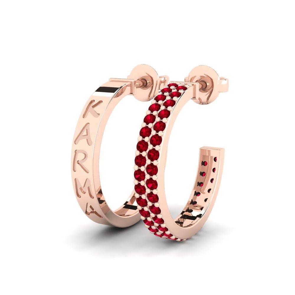 14k Oro Rosa Circonita Roja Pendiente de mujer Ametsa