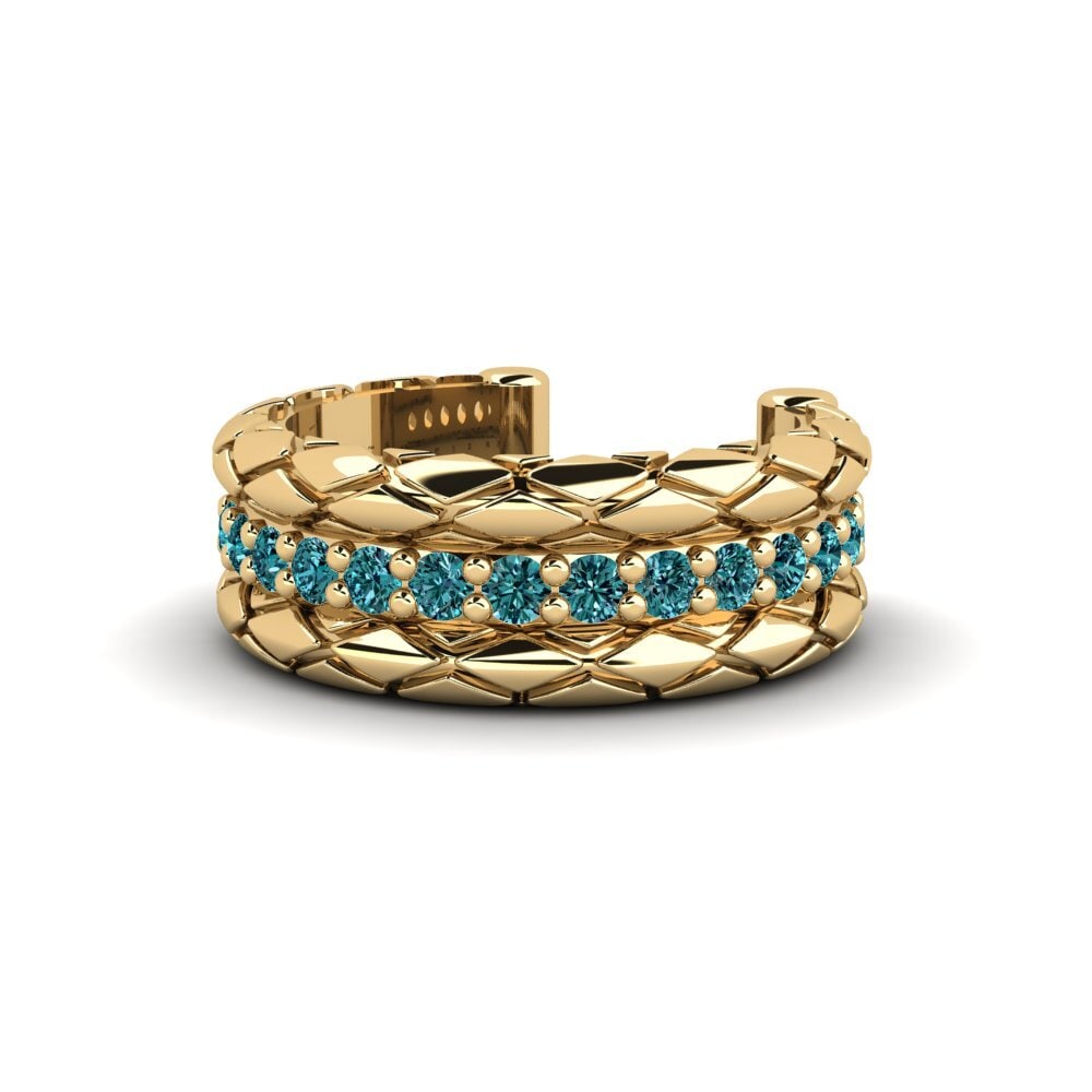 9ct Yellow Gold Blue Diamond Women's Earring Paseduluran