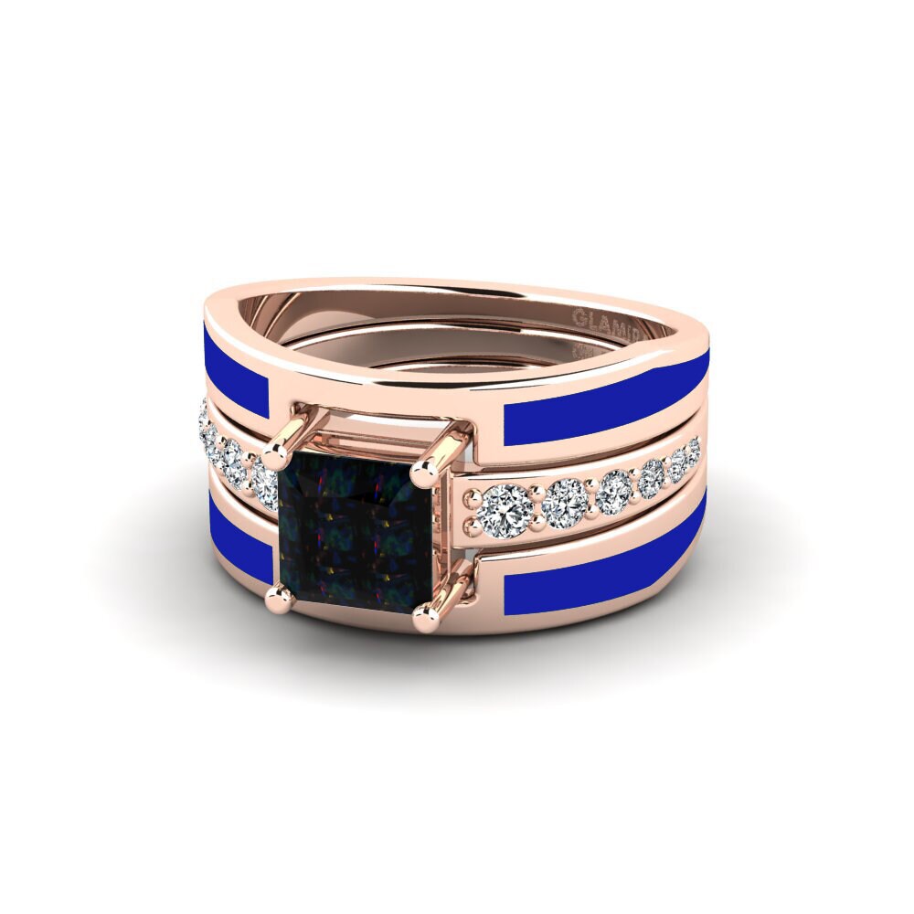 Black Opal Ring Andode SET