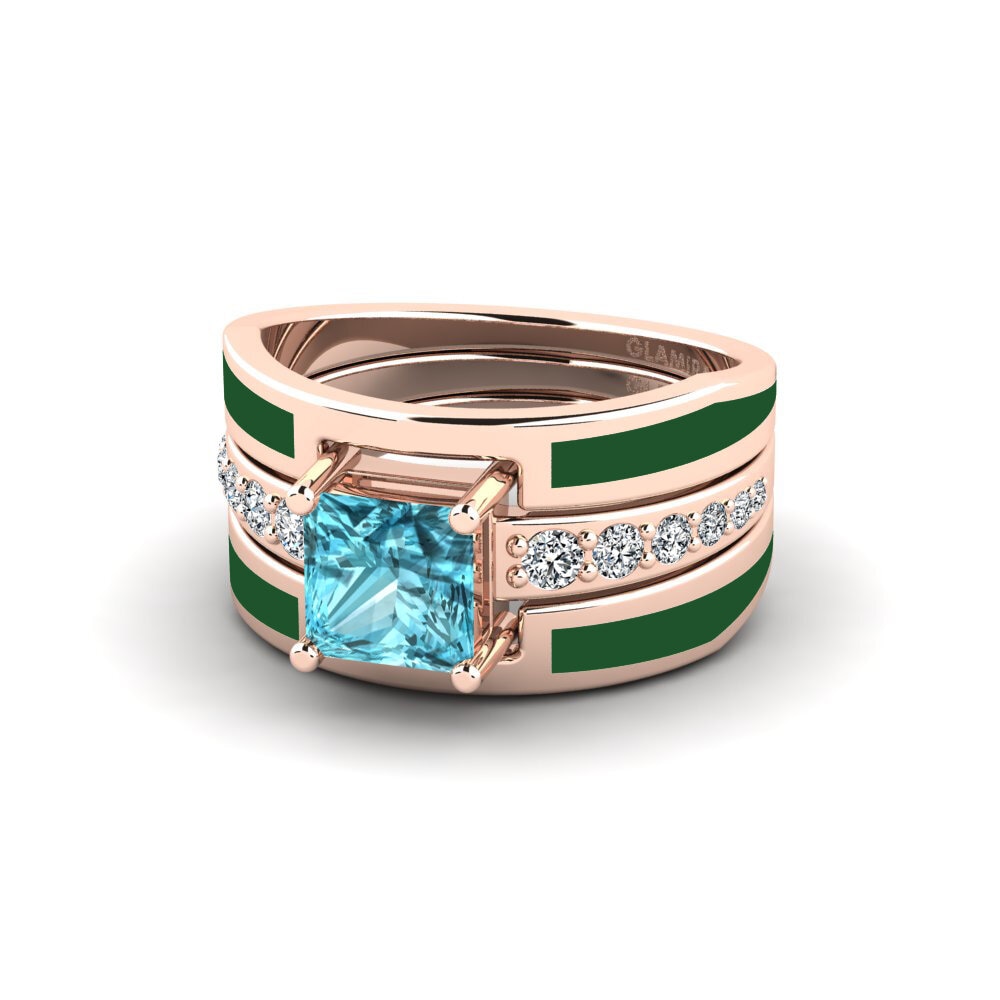 Blue Zircon Ring Andode SET
