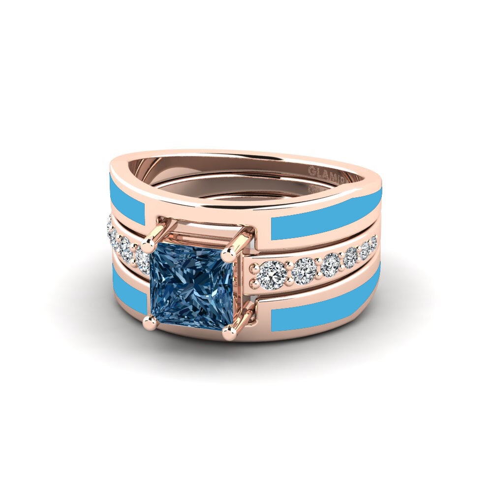 Blauer Diamant Ring Andode SET