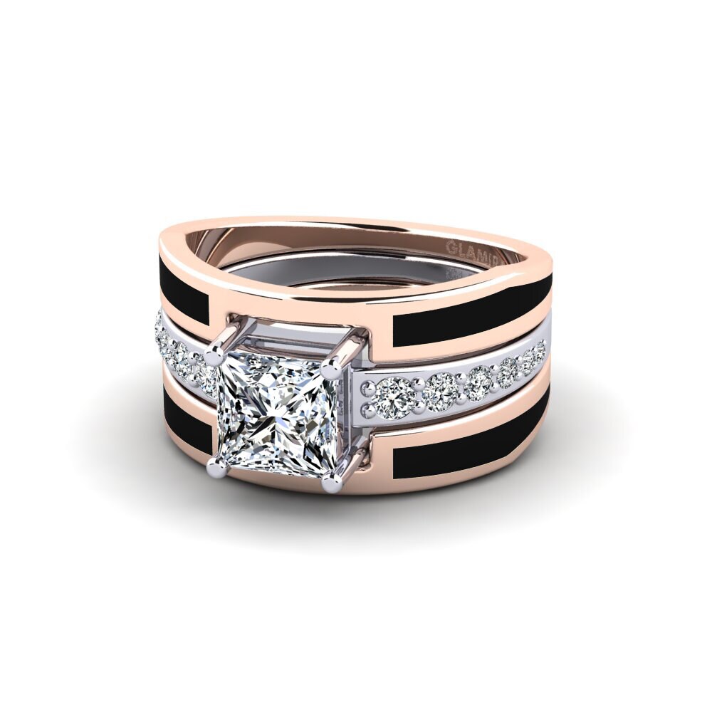 9k Oro Rosa & Blanco Anillo Andode SET