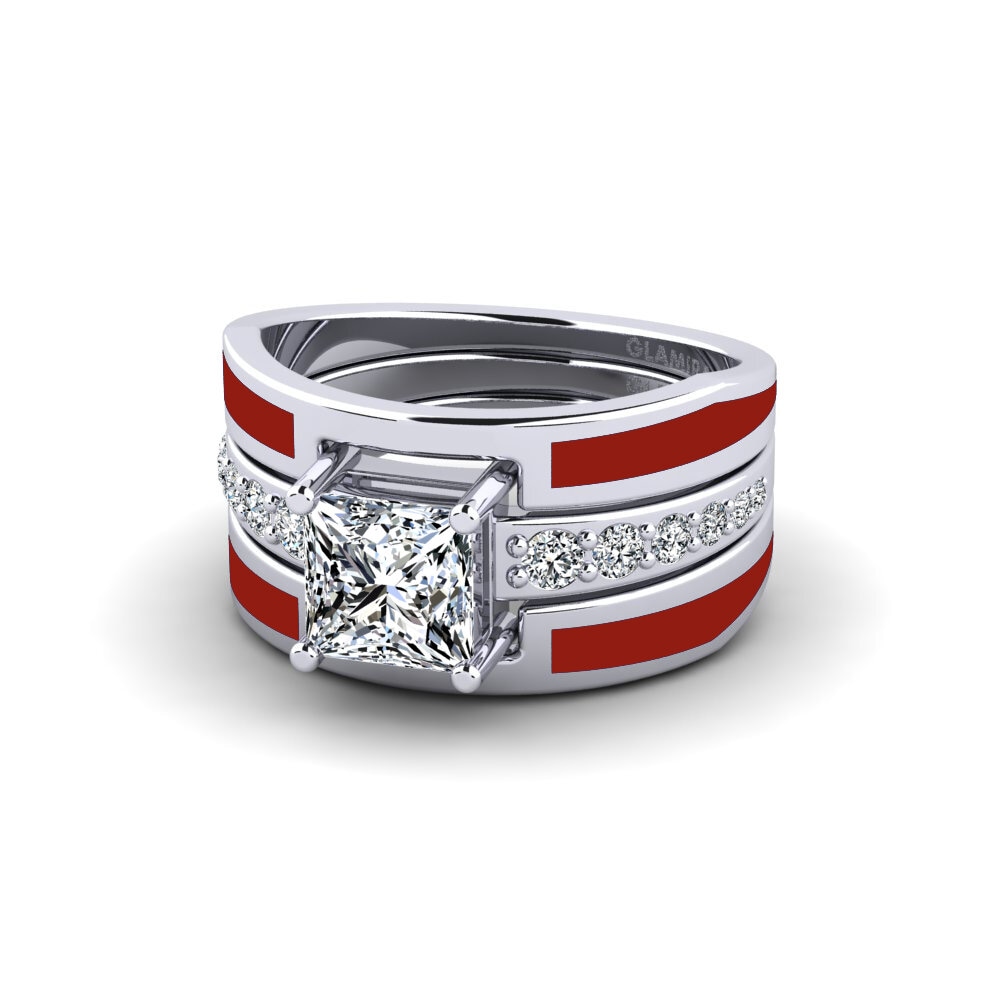 Weißgold 375 Ring Andode SET