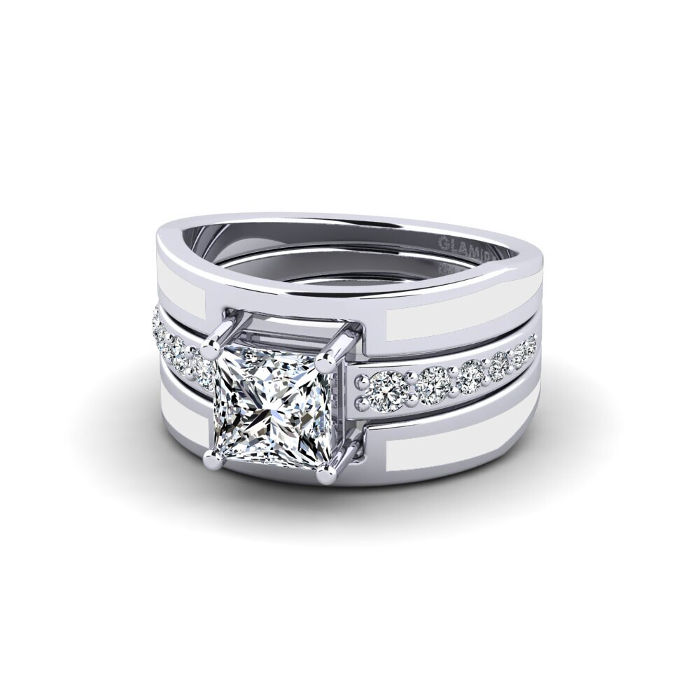 Weißgold 585 Ring Andode SET
