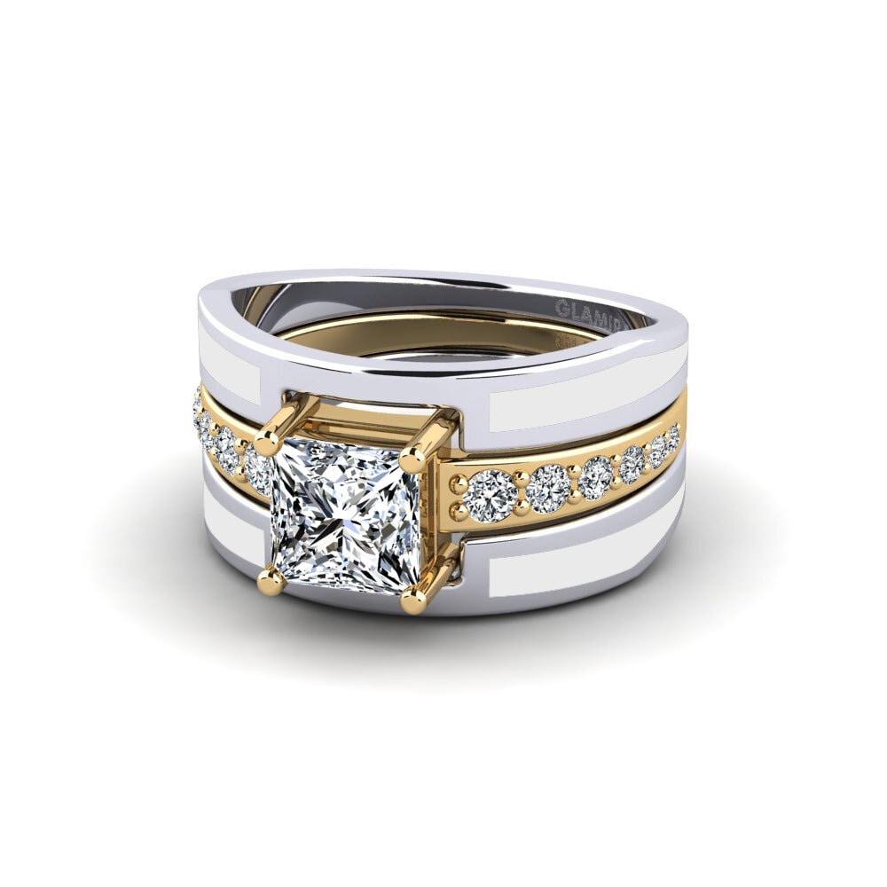 375 Weiß & Gelbgold Ring Andode SET