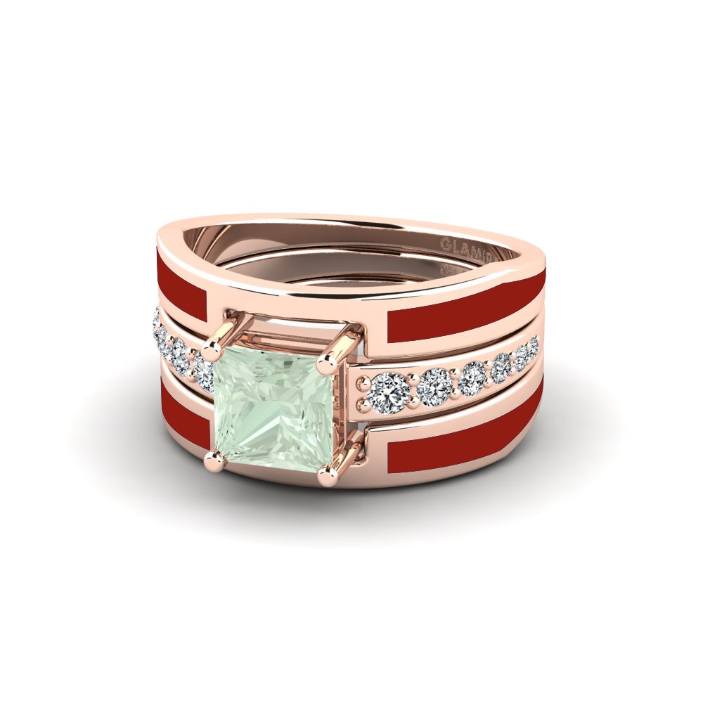 Améthyste Verte Bague Andode SET