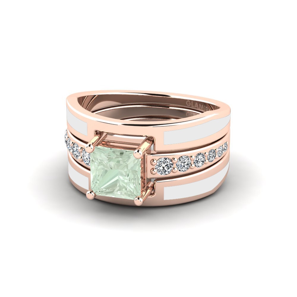 Green Amethyst Ring Andode SET