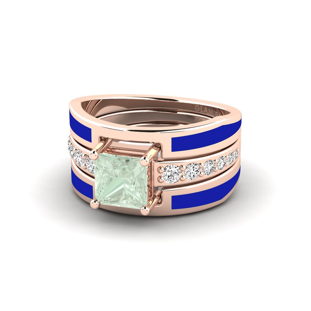 Grüner Amethyst Ring Andode SET