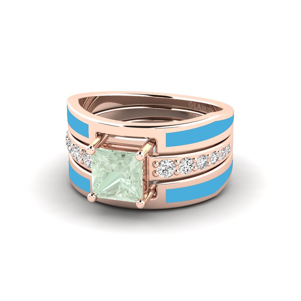 Amatista verde Anillo Andode SET