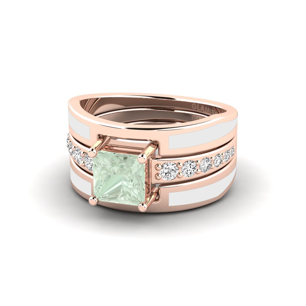 Amatista verde Anillo Andode SET