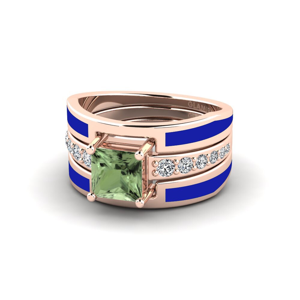 Grüner Saphir Ring Andode SET