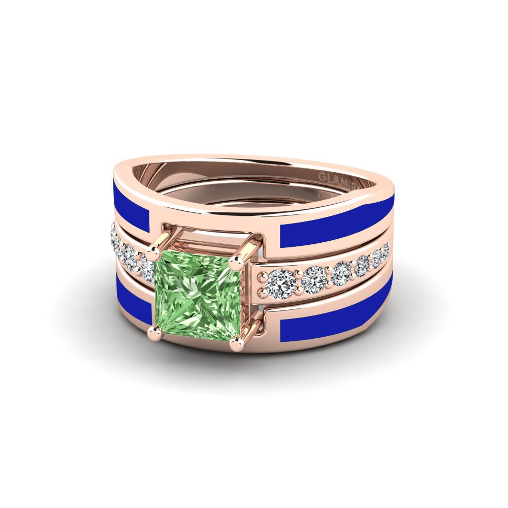 Grüner Diamant Ring Andode SET