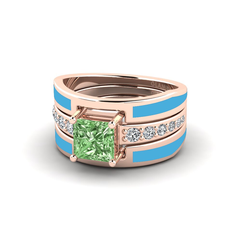 Grüner Diamant Ring Andode SET