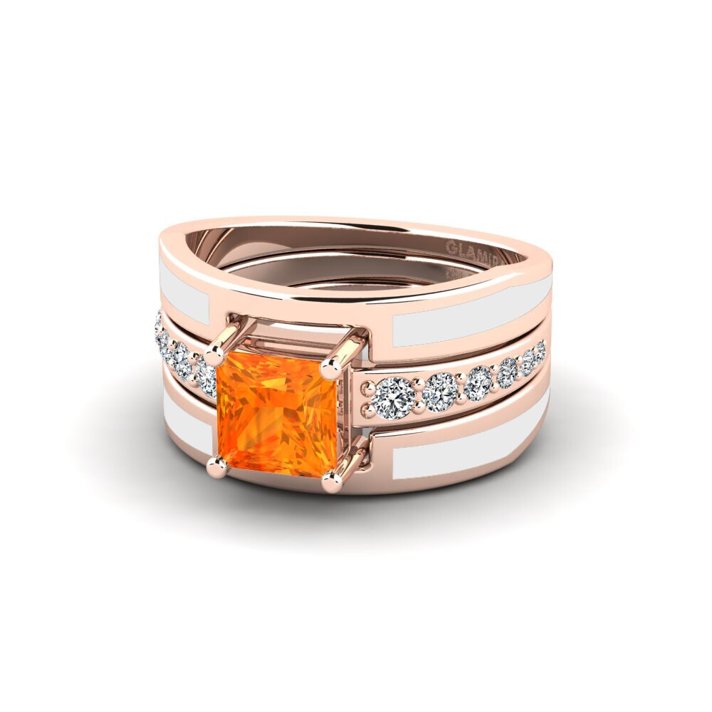 Saphir orange Bague Andode SET