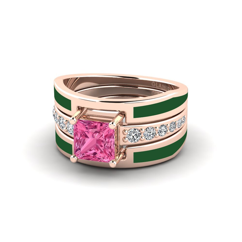 Tourmaline Rose Bague Andode SET