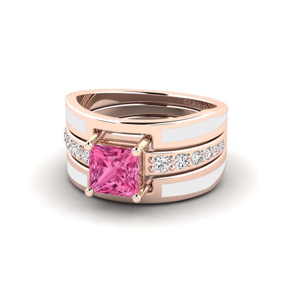 Rosa Turmalin Ring Andode SET