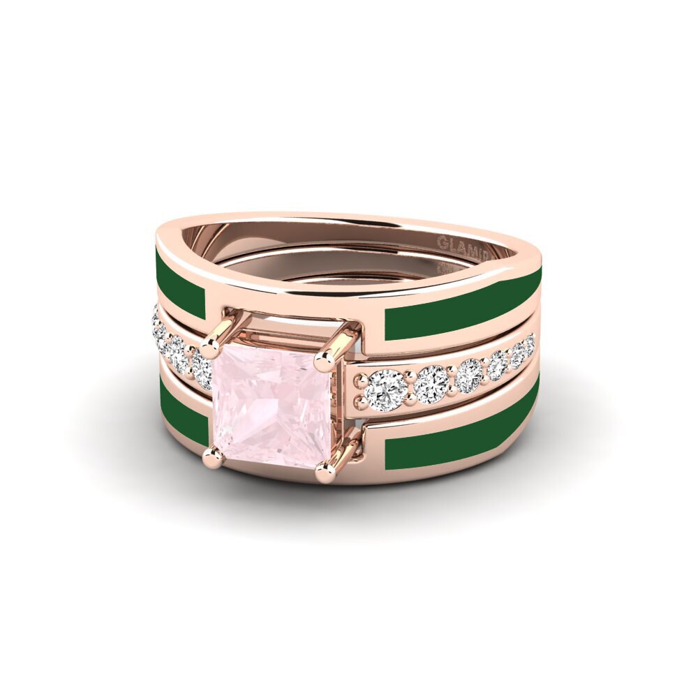 Rosenquarz Ring Andode SET