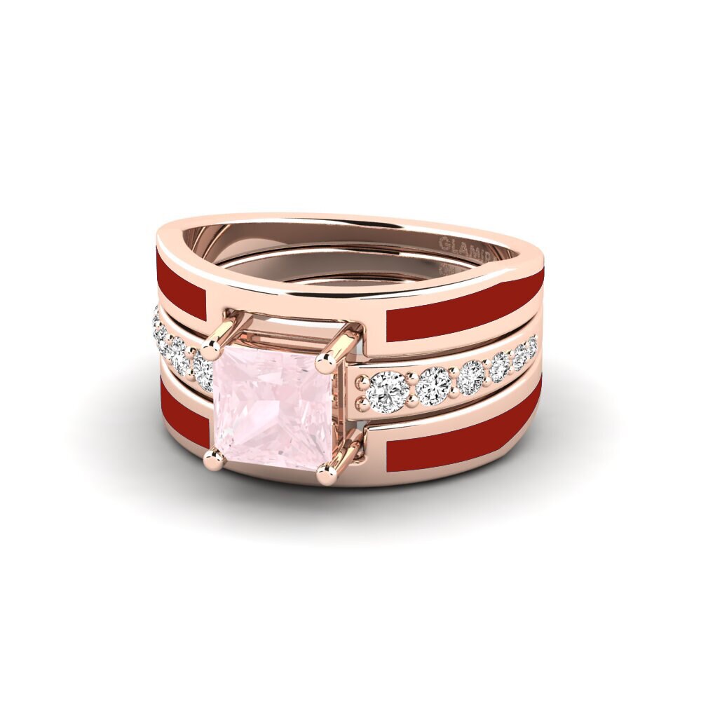 Rosenquarz Ring Andode SET