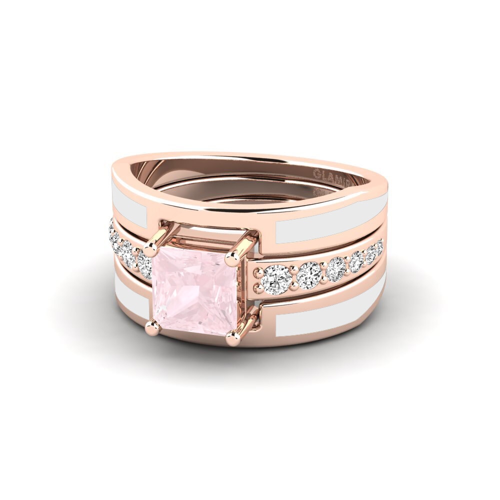 Rosenquarz Ring Andode SET
