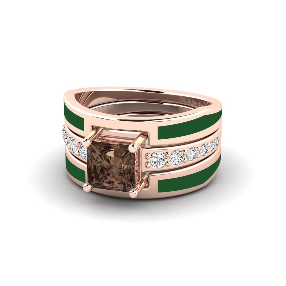 Rauchquarz Ring Andode SET