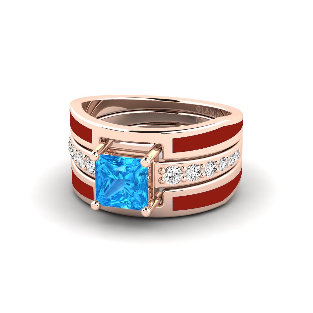 Blauer Topas Ring Andode SET