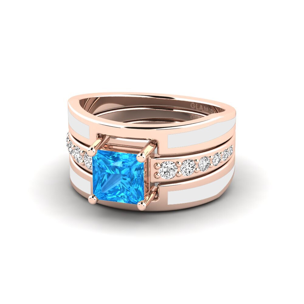 Blauer Topas Ring Andode SET