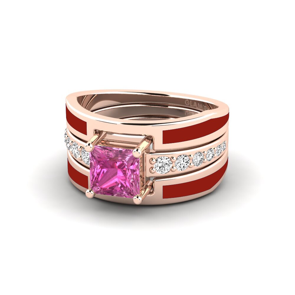 Rosa Topas Ring Andode SET