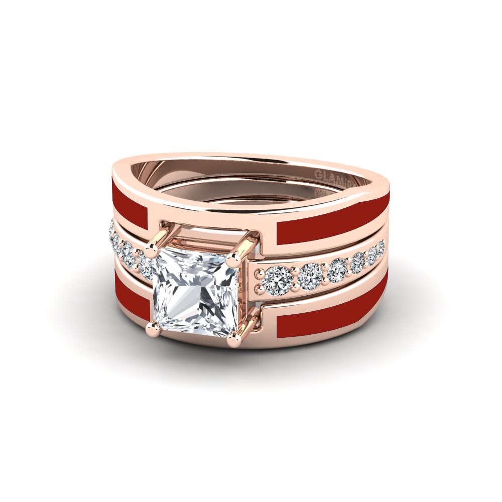 Weißer Zirkon Ring Andode SET