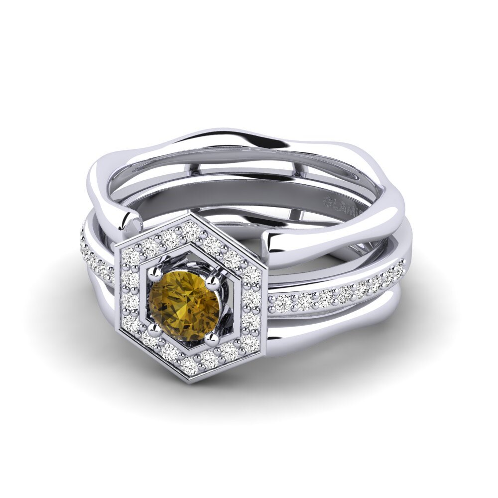 Circón Marrón Anillo Bemen SET