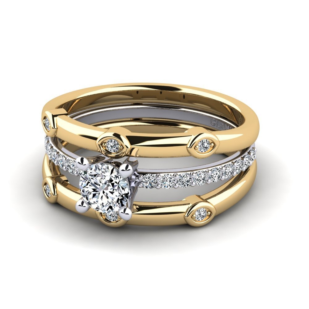 9k Oro Amarillo & Blanco Anillo Cynigo SET