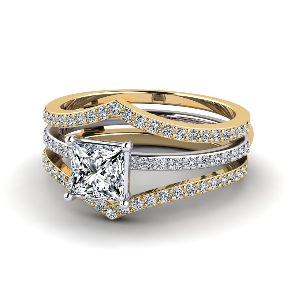 9k Oro Amarillo & Blanco Anillo Donreb SET