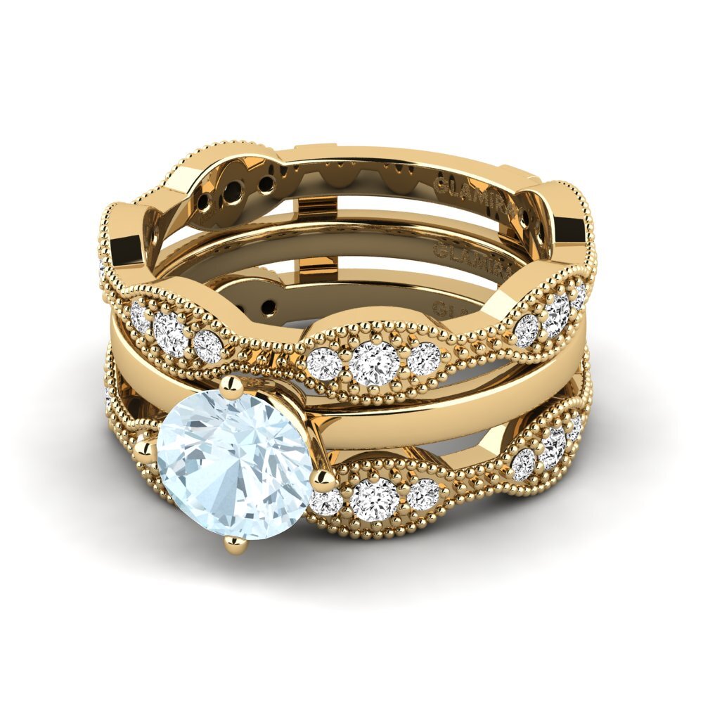 Aquamarine Ring Earit SET
