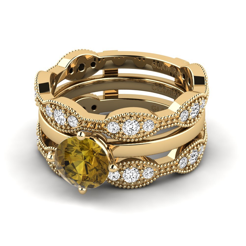 Circón Marrón Anillo Earit SET