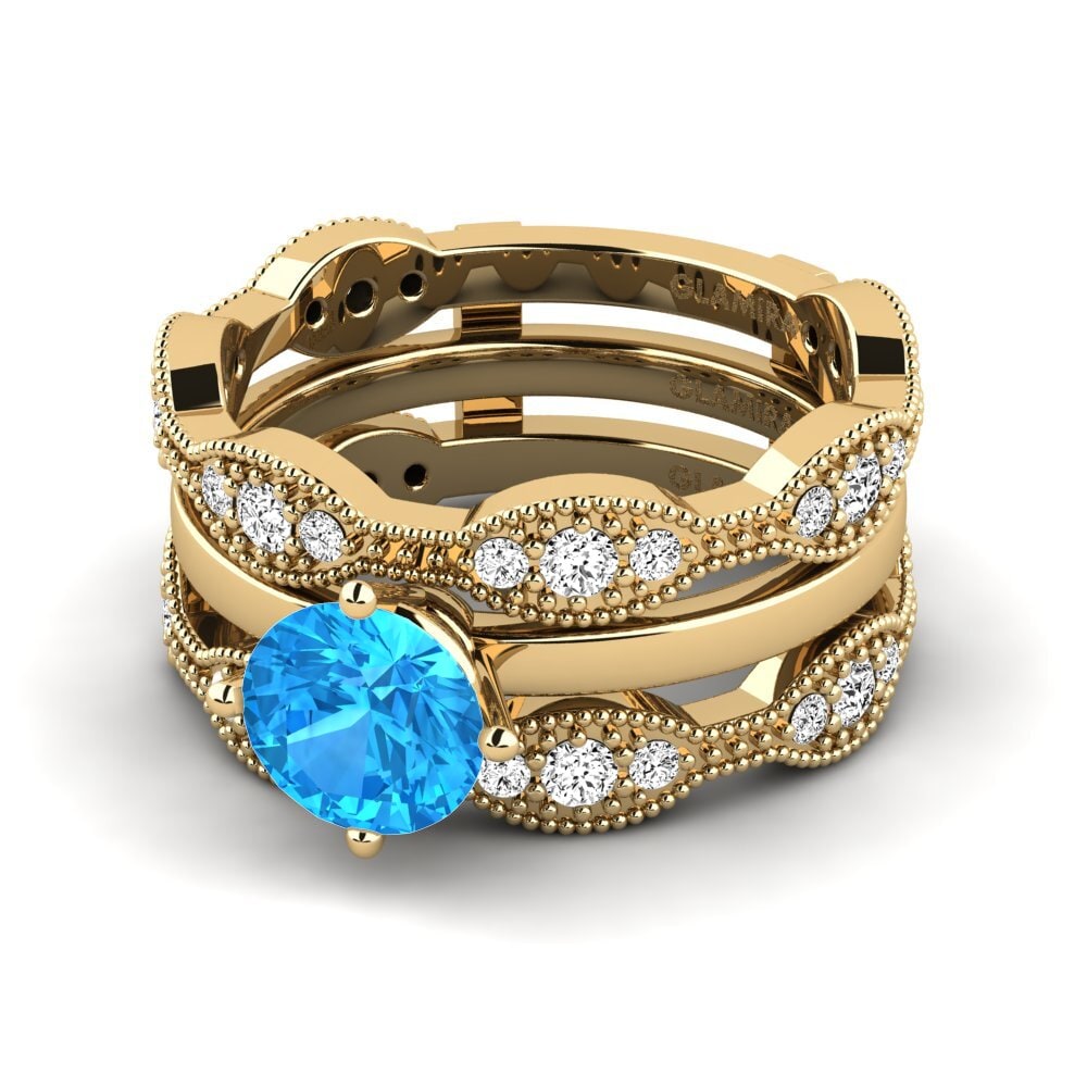 Blauer Topas Ring Earit SET