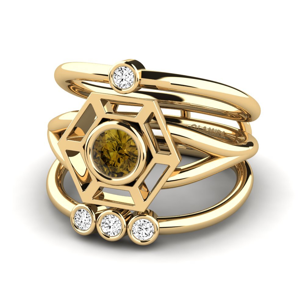 Circón Marrón Anillo Ghwy SET