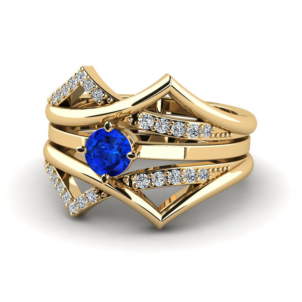 Saphir (im Labor gezüchtet) Ring Kosew SET