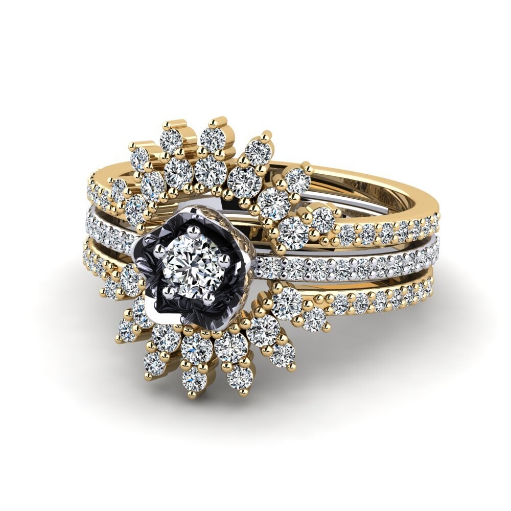 9k Oro Amarillo & Blanco Anillo Lifigi SET
