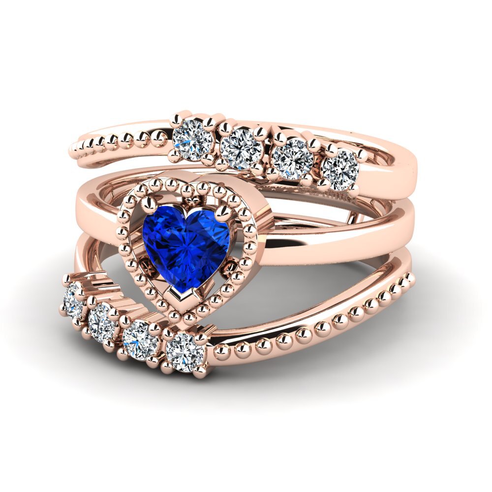 Saphir (im Labor gezüchtet) Ring Ludder SET