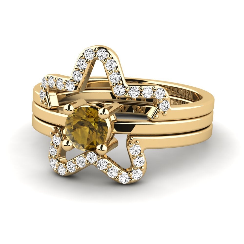 Circón Marrón Anillo Metedr SET