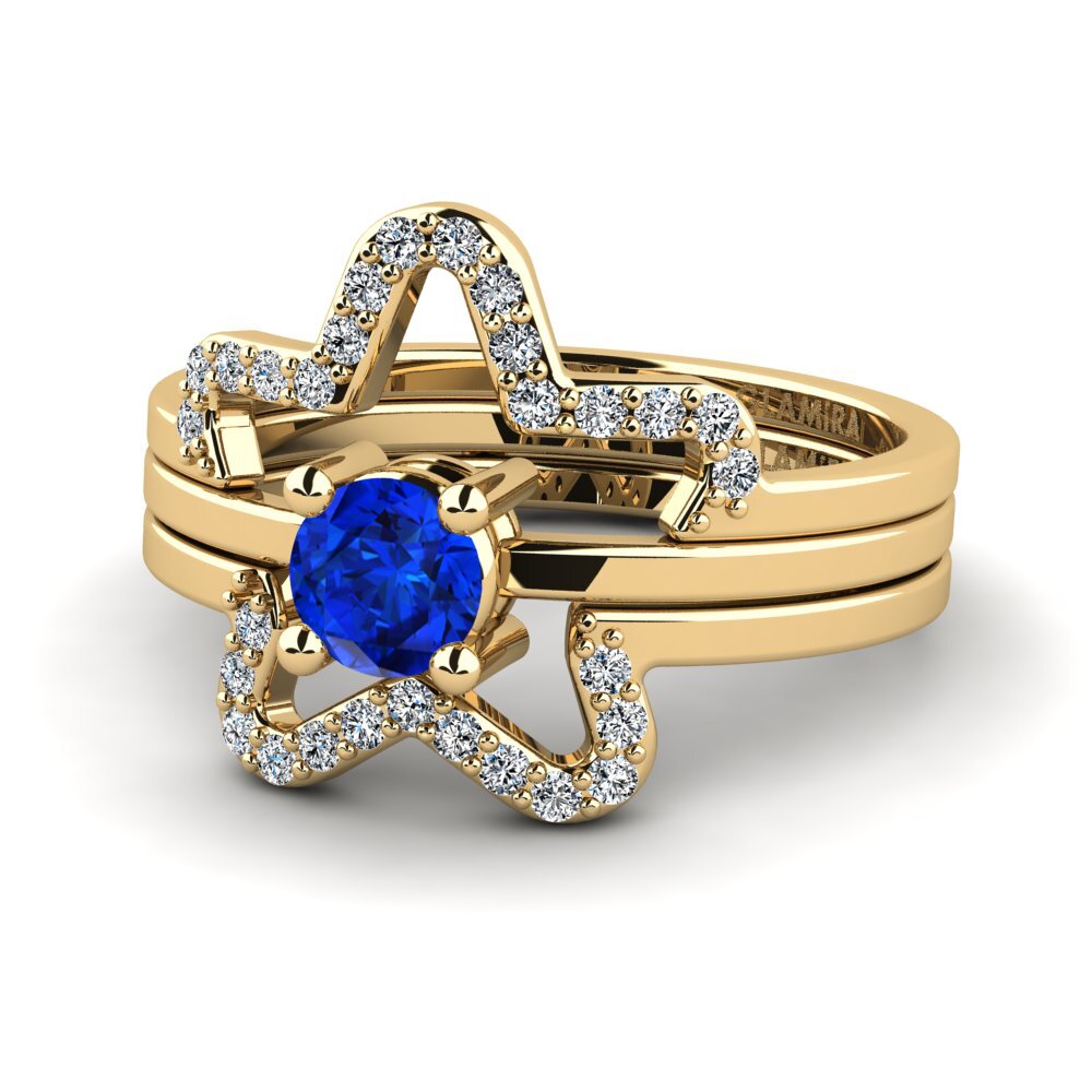 Saphir (im Labor gezüchtet) Ring Metedr SET