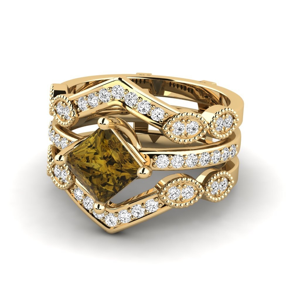 Circón Marrón Anillo Unnes SET
