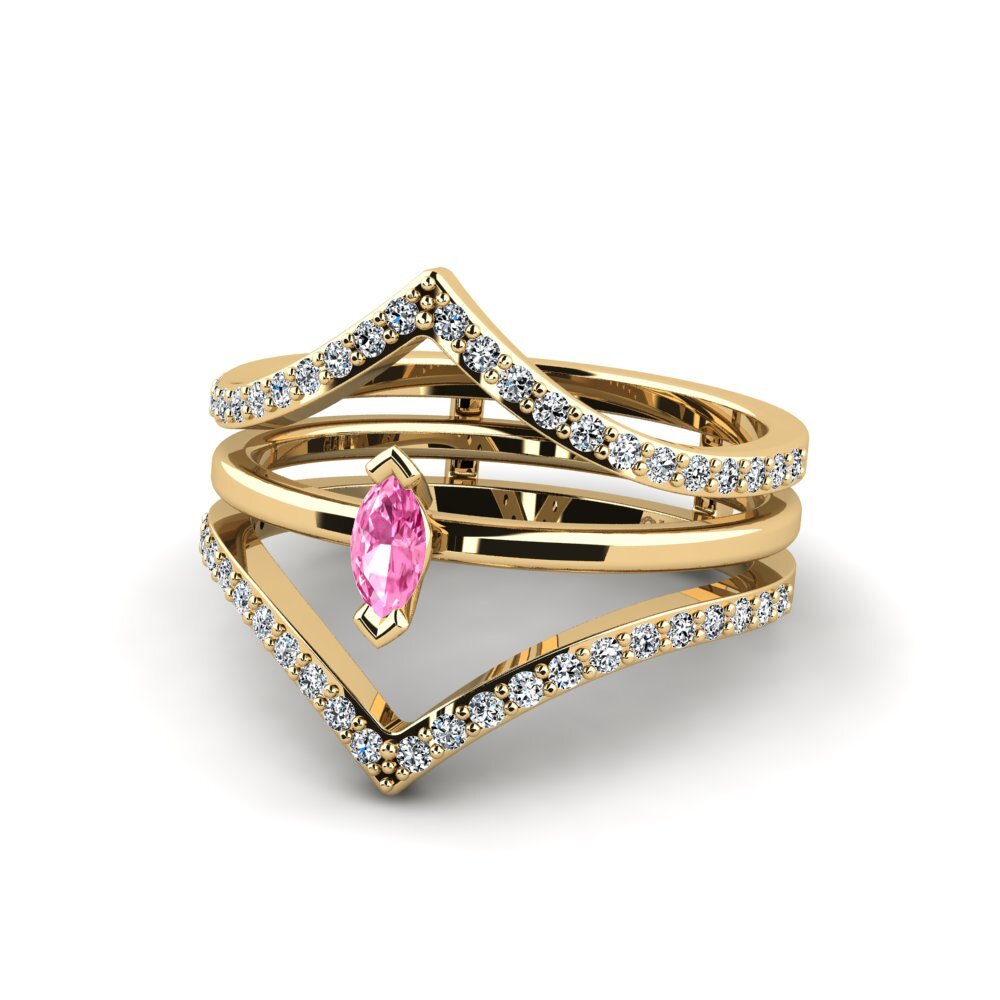 Zafiro Rosado Anillo Btob SET