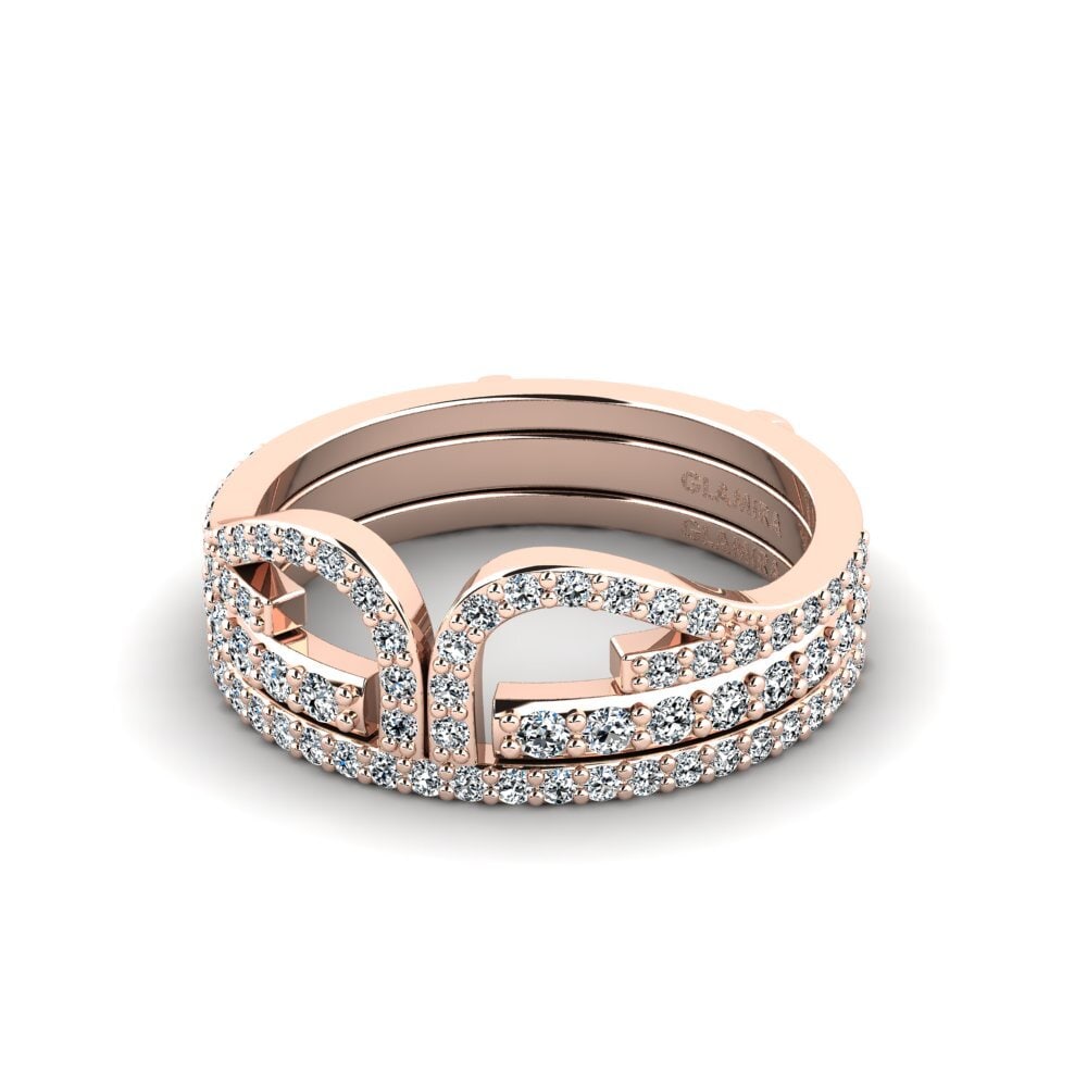 Rotgold 585 Ringe Dariond SET