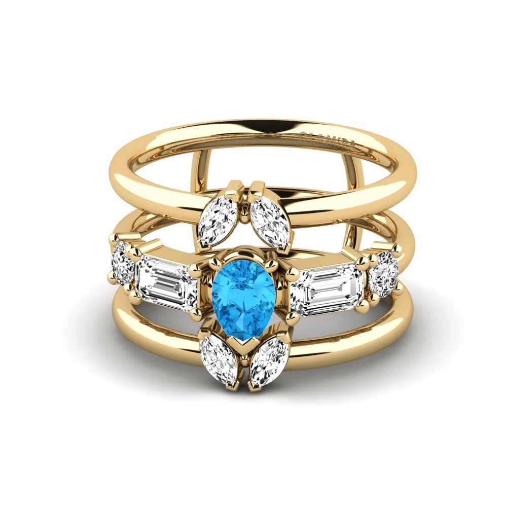 Blauer Topas Ring Dyeli SET