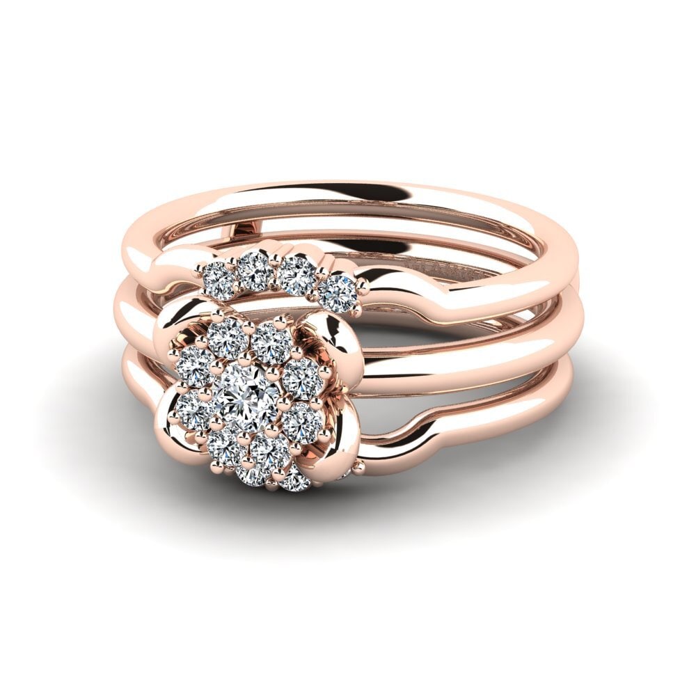 Rotgold 585 Ringe Irceo SET