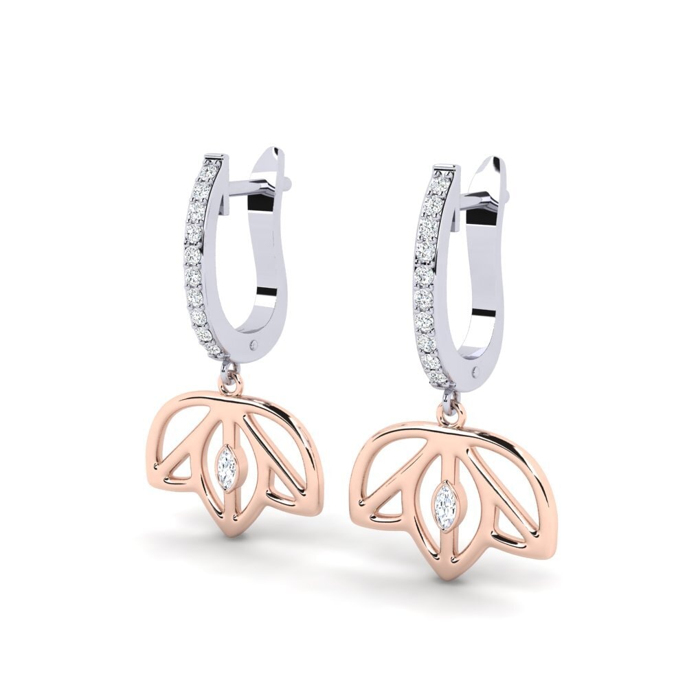 14ct White / Rose Gold Marquise Women's Earring Asdemanuso
