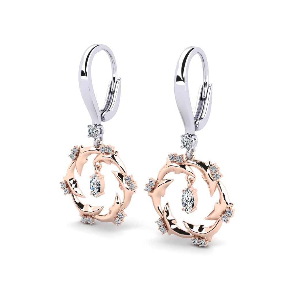 14ct White / Rose Gold Marquise Women's Earring Apyll