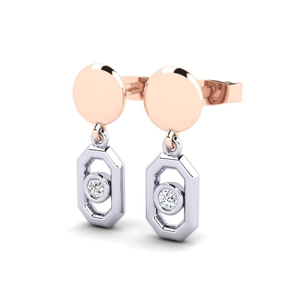 9k Oro Rosa/Blanco Pendiente de mujer Aelpma
