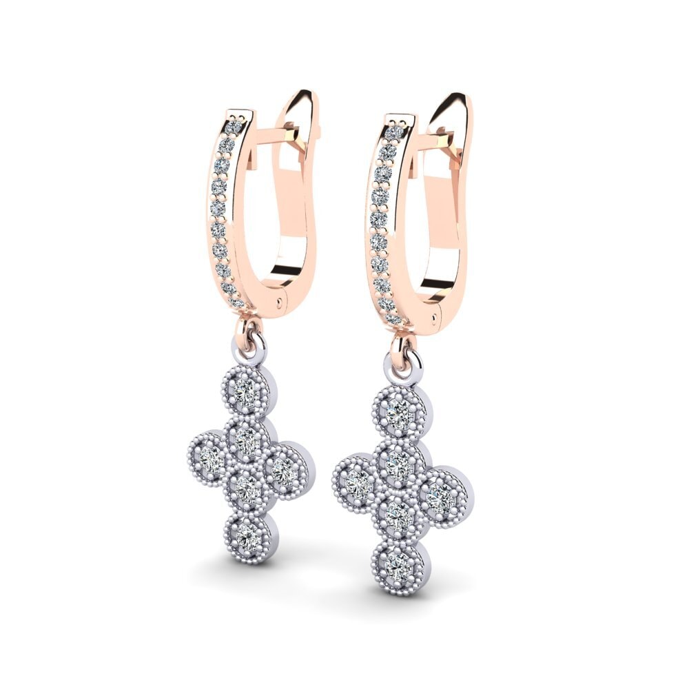 9k Oro Rosa & Blanco Pendiente de mujer Amus
